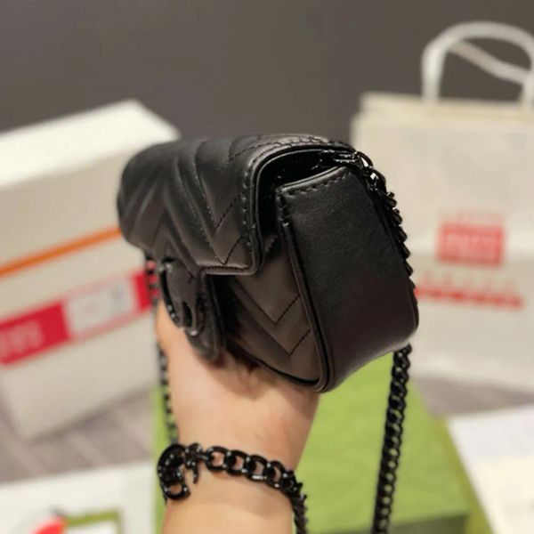 Üst Tier Kaliteli Kadın Çantalar Calfskin Matelasse Mini Tasarımcı Cüzdanlar Crossbody Omuz Zincir Çantası Klasik Chevron Kapiteli Bayanlar Debriyaj Çanta Makarna