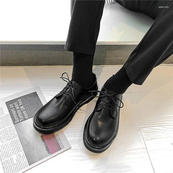 Sapatos de vestido de couro masculino verão estilo coreano britânico casual respirável preto negócio formal desgaste altura crescente ins