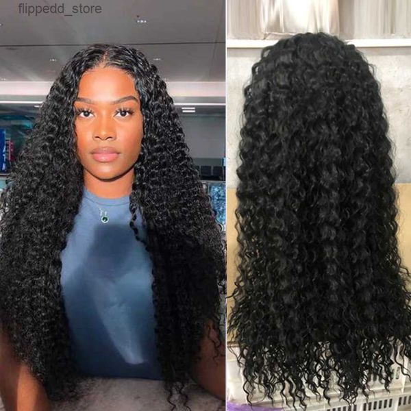 Sentetik peruklar afro kinky kıvırcık dantel peruklar uzun saç sentetik doğal siyah dantel peruk derin kısım bordo peruk balck kadın için yüksek sıcaklık q231021