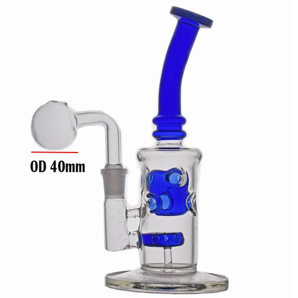 Commercio all'ingrosso Fab Egg Glass Beaker Bong 14mm Joint Recycler Ashcatcher Narghilè Honycomb Perc Bubbler Tubi dell'acqua con bruciatore a olio a sfera di grandi dimensioni 40mm Dhl gratuito