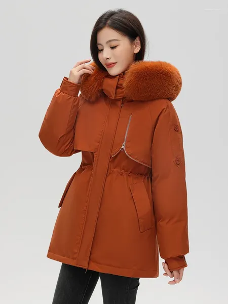 Casacos de trench femininos 2023 inverno mulheres algodão parkas casual grosso pele quente com capuz padrão casaco feminino outwear jaqueta à prova de vento