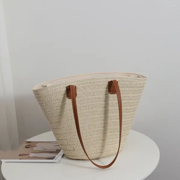 Duffel Bags Simples Férias Grande Capacidade Bohemian Bucket Bag Coreano Viagem Mulheres Bolsa Ombro Praia Tecido Palha