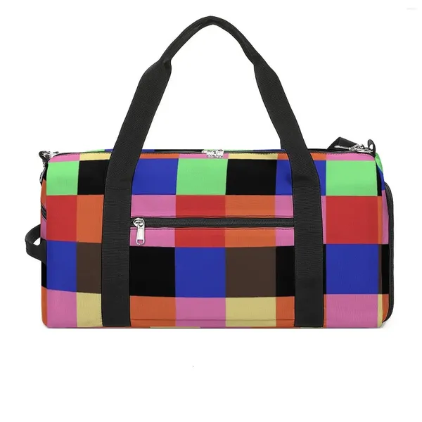 Sacos ao ar livre Ginásio Saco Colorblock Esportes Grande Capacidade Colorido Patchwork Masculino Feminino Portátil Personalizado Bolsa Novidade Bagagem Fitness