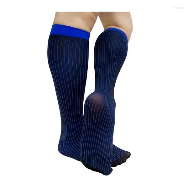 Herrensocken, kniehoch, lange Röhre, für Herren, formell, gestreift, elastisch, für Kleid, weich, atmungsaktiv, Strumpf, Business-Herrenanzug