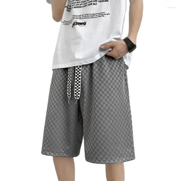 Shorts masculinos verão xadrez padrão homens oversize fitness calças curtas moda coreano jogging calças moletom masculino plus size