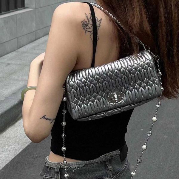 Designer Cross Body Bags Mulheres Mum Carteira Moda Bolsa Top Qulity Bolsa De Couro Real Com Cristal Plissado Couro Pequena e Leve Embreagem 211021