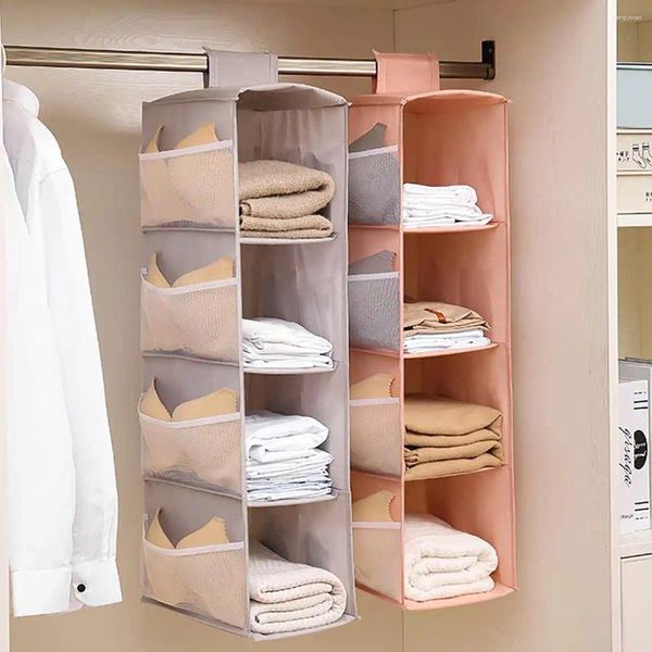 Aufbewahrungsboxen 2/3/4Tier Kleiderschrank Hängetasche Zwischenschicht Schublade Typ Kleiderbügel Halter Tragbarer Organizer Schrank