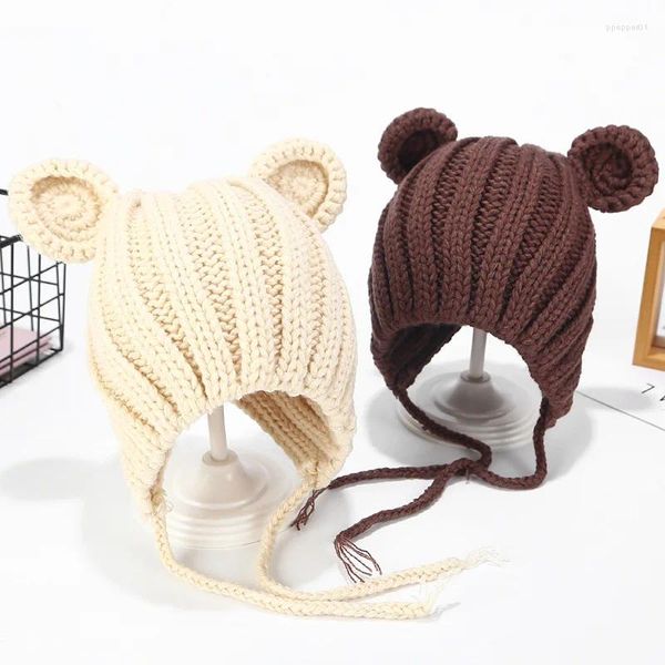 Berets Baby Winter Hut Cartoon Ohren Kinder Gestrickte Hüte Für Mädchen Jungen Kleinkind Beanie Infant Bonnet Cap 1-3Y Gorras para Hombres