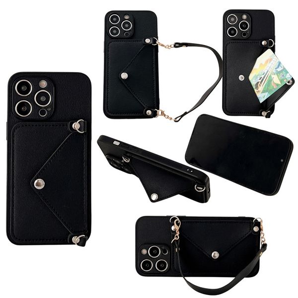 Handtasche Apple Phone Cases für iPhone 15 14 13 12 Plus Pro Max Card Wallet Mode PU Lederband Anti-Drop Handy Stand Nicht vergilbende Telefonschutzhüllen