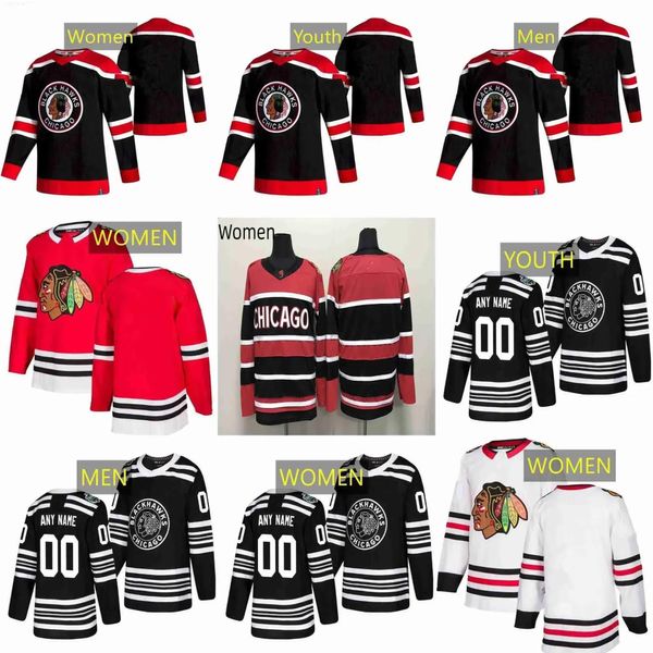 Personalizado Chicago''Blackhawks''Hockey Jerseys 4 Jones 19 Jonathan Toews 11 Taylor Raddysh 89 Andreas Athanasiou 23 Philipp Kurashev 17 Dickinso