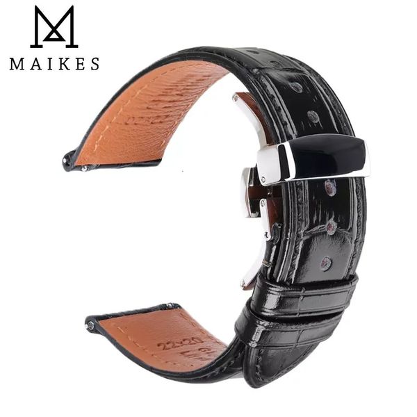 Assista Bandas Moda Brown Black Leather Watch Strap 18mm 20mm 22mm 24mm Homens Mulheres Watchband Universal Butterfly Buckle Watch Band Pulseira 231020