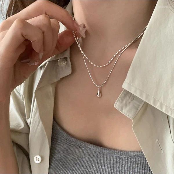Ожерелья с подвесками, минималистичное двухслойное ожерелье в форме капли воды для женщин, корейская мода, вечерние украшения для друзей, подарок
