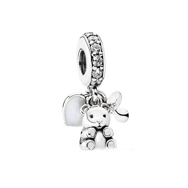 Andora Precious 925 Silber String Bears Anhänger Diamant Anhänger Halskette Paar Schmuck Qi xi Valentinstag Geschenk