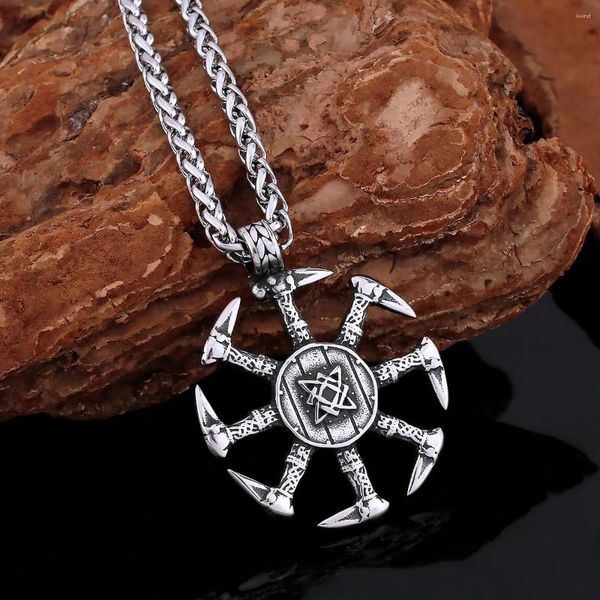 Anhänger Halsketten Männer Retro Viking Pagan Dolch Halskette Edelstahl Hip Hop Punk Mode Amulett Skandinavischen Schmuck Kette