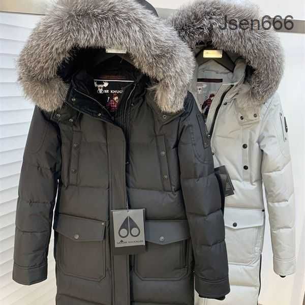 Mooses Knuckles Canadá Homens Down Coats High Real Fur Womens Mulher Canadense 06 Estilo Branco e Preto Pele Branco Duck Down Moose Jacket Inverno Venda Quente H9RB