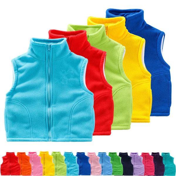 Colete 3 a 10 anos adolescente outwear coletes sem mangas jaquetas colete infantil para menino menina polar velo bebê criança colete inverno quente 231020