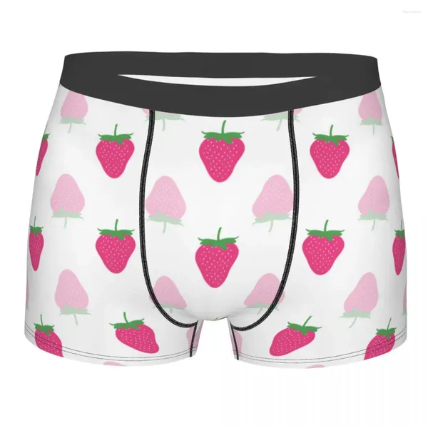 Unterhosen Herren Erdbeeren Obst Rosa Bunte Unterwäsche Mode Boxershorts Höschen Männlich Mittlere Taille S-XXL