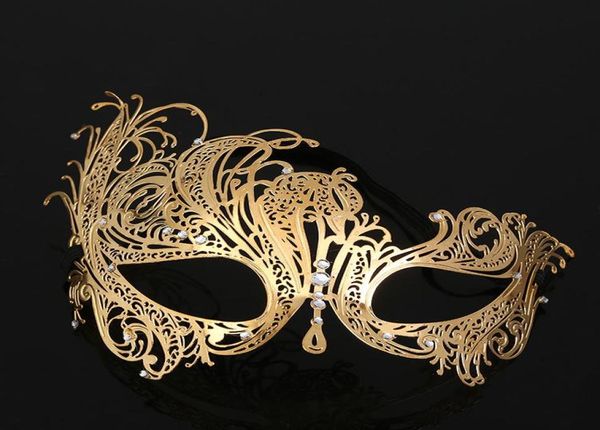 Maschera di ferro da donna Maschera di Halloween in metallo con diamante Phoenix Maschera a mezza faccia8277058