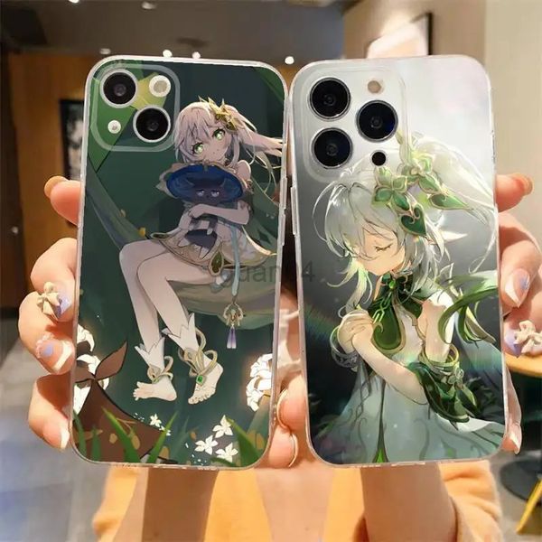 Casos de telefone celular Nahida Genshin Impact Cute Girl Case para iPhone 11 12 Mini 13 14 15 Pro XS Max X 8 7 6s Plus 5 SE XR Transparente Shell 231021