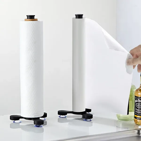 Armazenamento de cozinha vertical simples toalheiro papel ventosa móvel filme aderente sala jantar sala estar rolo titular
