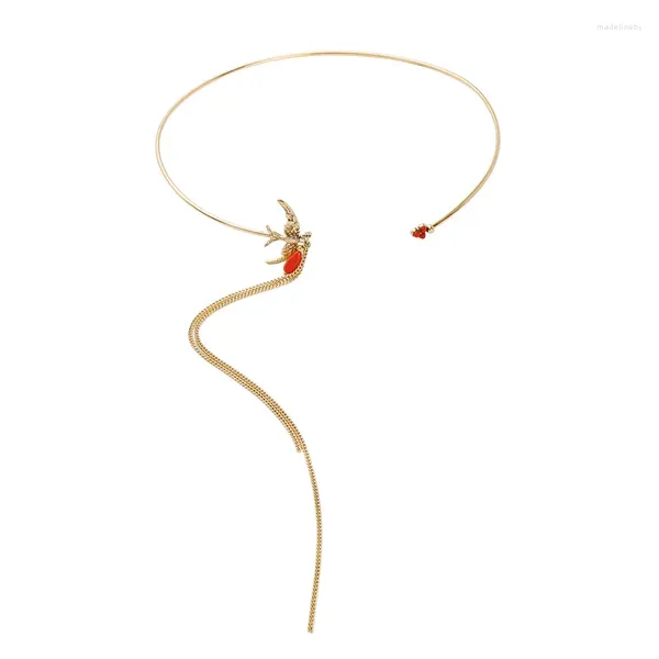 Ketten Romantische Vintage Rote Farbe Acryl Vogel Halskette Für Frauen Ankunft Choker Handgemachte Datum Geschenk
