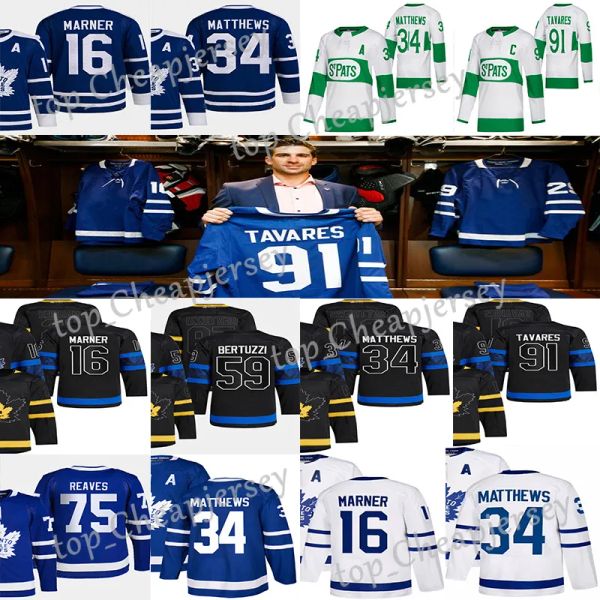 AANGEPASTE #34 Auston Matthews omgekeerde retro hockeytrui #16 Mitchell Marner William Nylander Ryan Reaves Morgan Rielly Max Domi Tyler Bertuzz