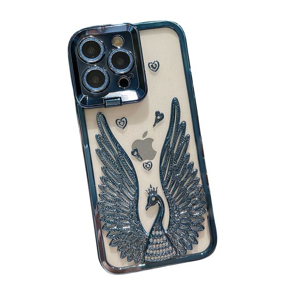 Premium-Design-Diamant-Apple-Handyhüllen, luxuriöser Pfau, iPhone-Schutzhüllen, stoßfeste Rüstung, Handy-Clamshell für iPhone 15 Pro Max Ultra 14 13 12