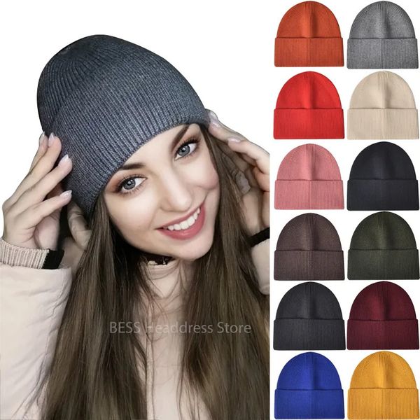 Geniş Memlu Şapkalar Kova Örme Beanie Kadın Şapk Sonbahar Kış Men Kafa Beanes Kalın Sıcak Gündelik Kadın Polyester Rulo Kapak 231020
