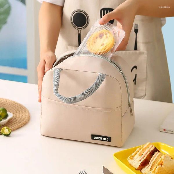 Louça térmica isolada saco lancheira sacos para mulheres portátil geladeira tote refrigerador bolsas cor sólida trabalho
