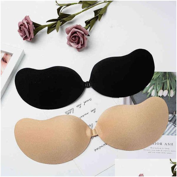 Almofada de mama 5 pc invisível push up sutiã sem alças sem costura fechamento frontal bralette roupa interior mulheres auto-adesivo sile pegajoso bh dhnvt