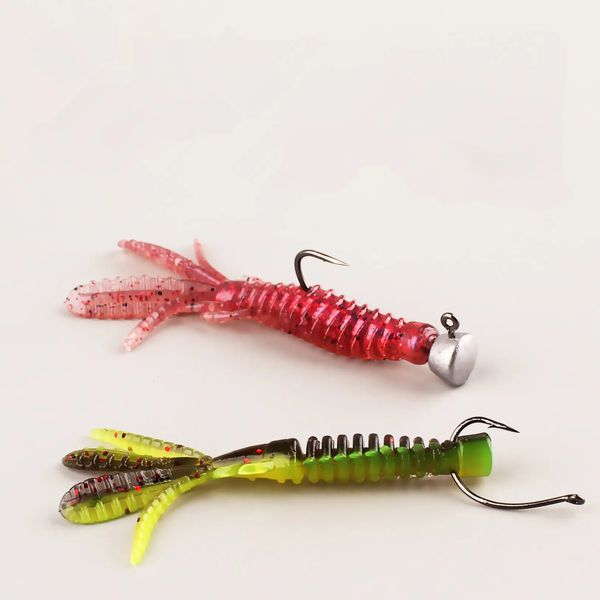 Iscas iscas isca de pesca flutuante camarão macio isca gotas ned rig worm artificial 6cm 7cm adicionar sal peixe atraente lote 8 peças venda 231020