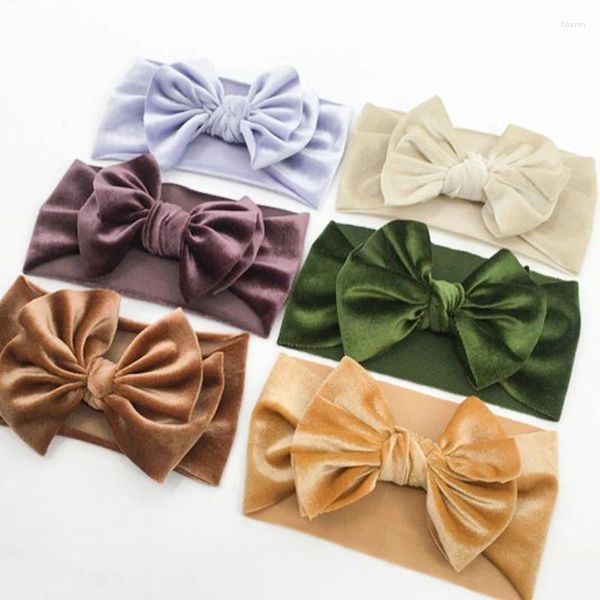 Saç Aksesuarları Kızlar İçin Bebek Baş Bandı Yumuşak Elastik Velvet Band Big Bowknot Broadside Head Bands Kids Meapwear Bebek