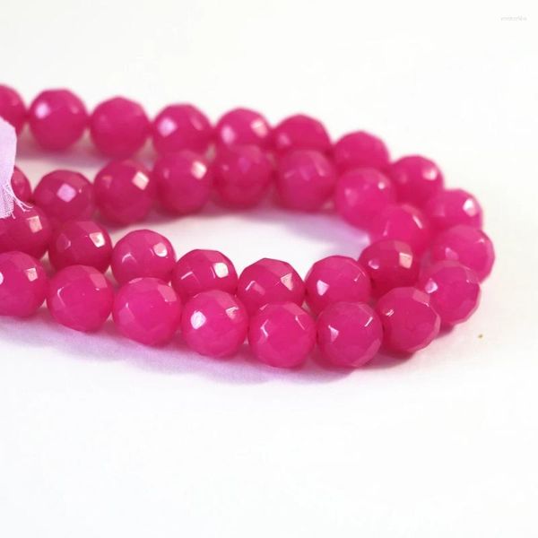 Perlen Rose Rot Naturstein Gefärbt Chalcedon Jade 4mm 6mm 8mm 10mm 12mm Mode Facettiert Runde Lose Diy Schmuck B14