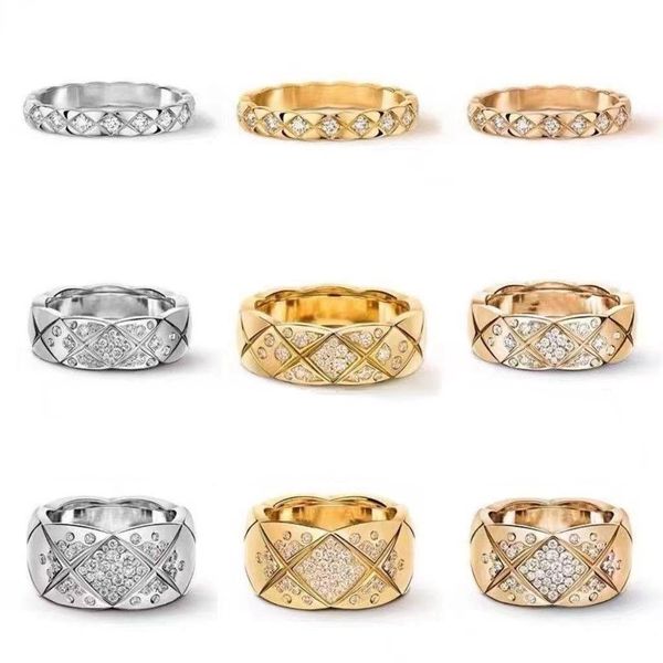 Anelli di design Designer di gioielli con diamanti in oro rosa con logo Coppia versione alta per uomo e donna