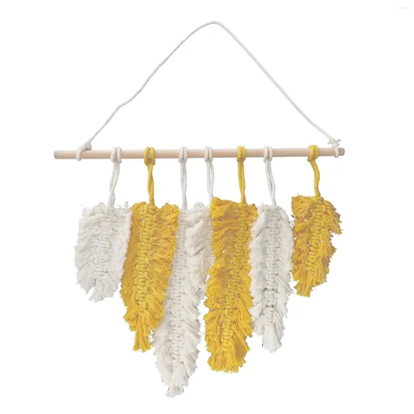 Arazzi Macrame fatto a mano Appeso a parete Piuma Foglie di cotone intrecciato Soggiorno Testiera Porta Portico Impiccagioni Boho Decor Arazzo