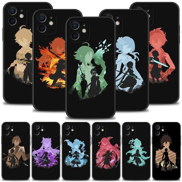 Casos de telefone celular Caso de anime de impacto de genshin para Apple iphone 15 14 13 12 11 Pro Max mini xs xr x 7 8 plus shell de silício 231021