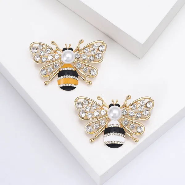 Broches pérola inseto broche feminino unissex delicado strass abelha pino corsage roupas terno colar acessórios festa diário jóias presentes