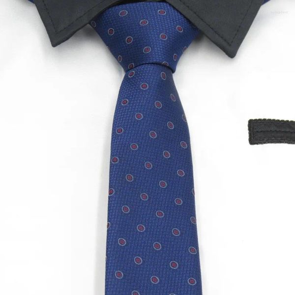 Papillon Cravatta in poliestere blu navy da uomo a pois rossi e bianchi Moda coreana Versatile Matrimonio dello sposo stretto