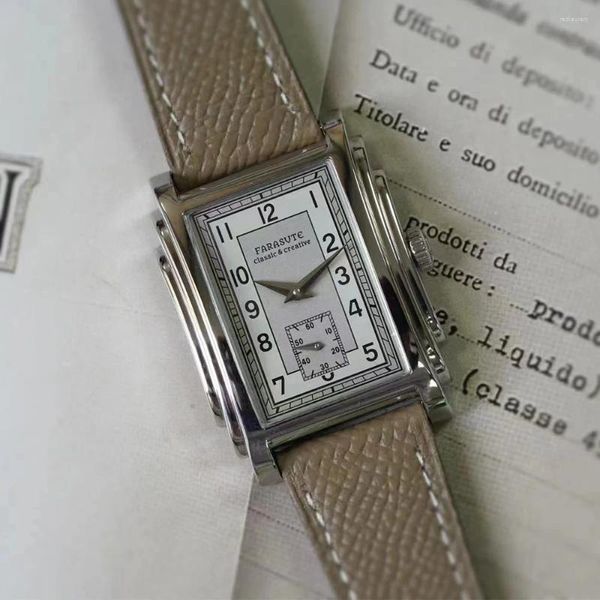 Armbanduhren Farasute Herren Automatikuhr Mode Luxus Rechteck Mechanische Armbanduhr Saphir 30m Wasserdicht ST17 Kleiner Sekundenzeiger