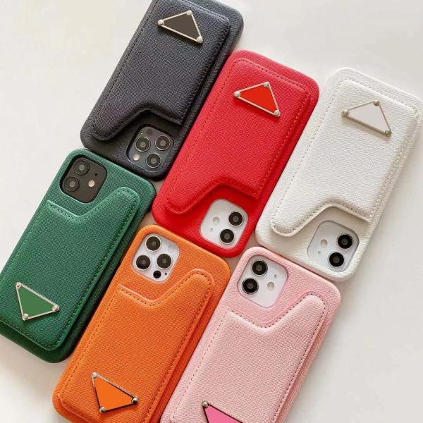 Capa de telefone Designer Capa para iPhone Suporte de cartão de crédito para iPhone 15 Pro Max Capas Apple 14 Pro Max 13 12 11 Pro 14 Plus 15 Plus Marca de luxo Triângulo P Capa para celular