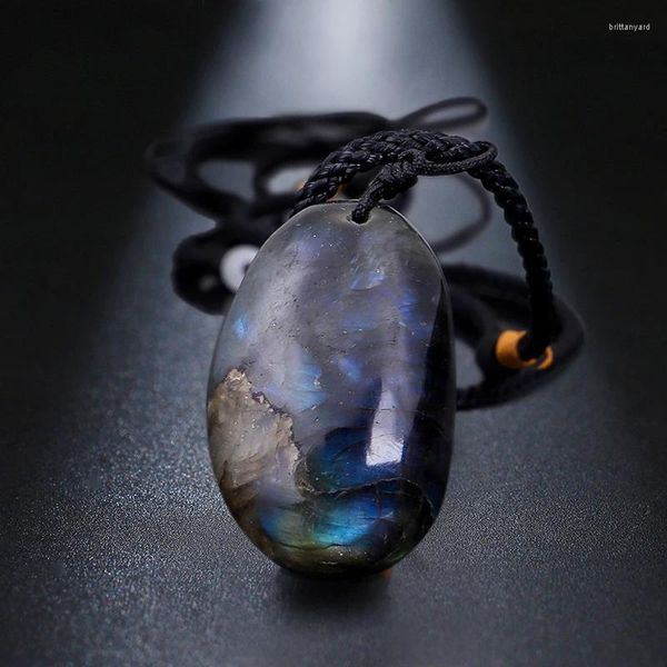 Collane con ciondolo Modello di forma irregolare naturale Collana di labradorite Gemma di pietra di luna Artigianato Pietra Ornamento da appendere per i regali delle donne