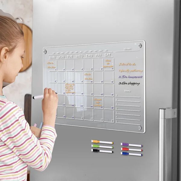 Магниты на холодильник, ежедневная, еженедельная, ежемесячная доска расписания для дома, школы, офиса, прозрачный акриловый магнит на холодильник, наклейка-календарь, планировщик 231020