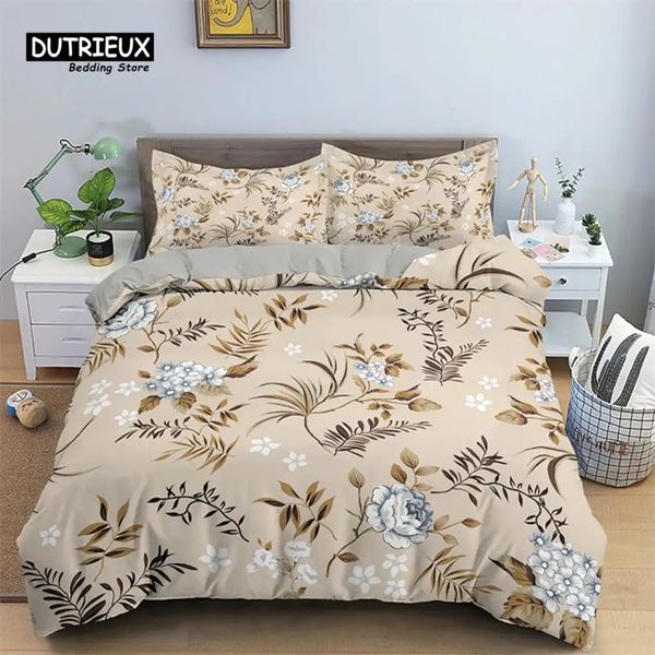 Set di biancheria da letto Copripiumino floreale Foglie di fiori Set King Spring Blossom Garden Comforter Farmhouse Petals Trapunta botanica 231020