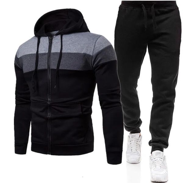 Tute da uomo Primavera e Autunno Felpa con cappuccio con cerniera a tre colori Tuta per uomo Sport Tempo libero Plus Size Felpa con cappuccio ampia 231021