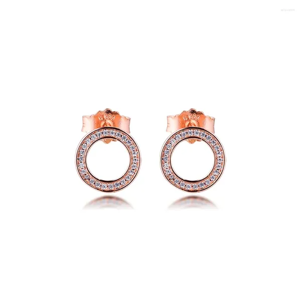 Ohrstecker Roségold Forever Signature Original 925 Sterling Silber Klare CZ Für Frauen Schmuck Geschenk Ohr Brincos