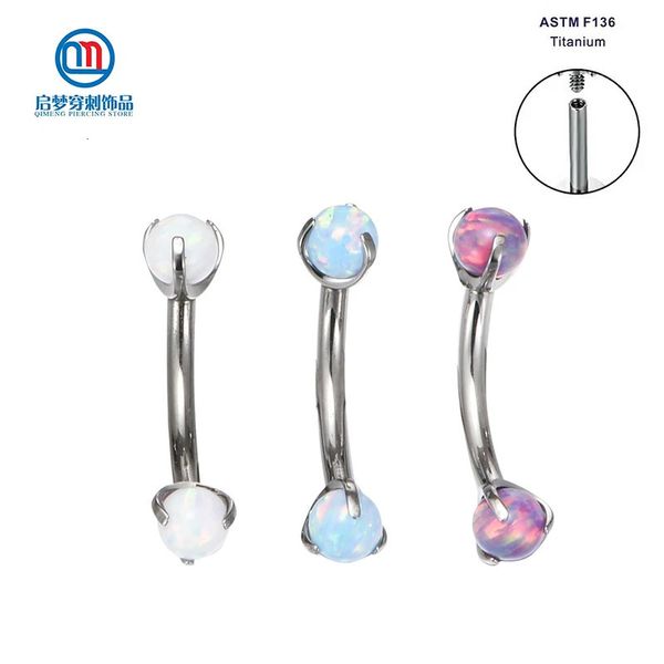 Stud ASTM F136 Set di punte con filettatura interna Opal Ball Curved Barbell Anello per sopracciglio Piercing alla cartilagine dell'orecchio 231020