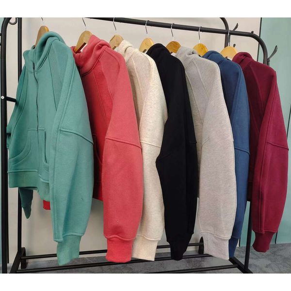 Lu Lu Align Limoni Giacca da Yoga Cappotto Felpa con Cappuccio con Autunno Inverno Antivento SCUBA da Donna Solido Sportivo Pullover con Cappuccio Maglione Peluche All'aperto Allentato Facile Moda Aggiungi