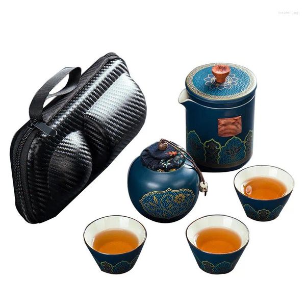 Set di stoviglie per tè Tazza da tè semplice Una pentola Tre set Teiera Tazze graziose portatili da viaggio in ceramica cinese