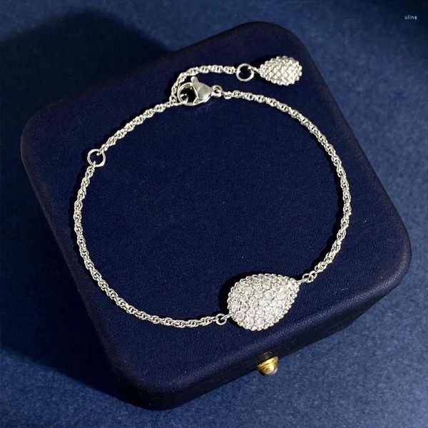 Link Armbänder Hohe Qualit Silber Farbe Wasser Tropfen Volle Zi'r'con Perle Rand Armband Für Frauen Marke Schmuck (DJ2002)