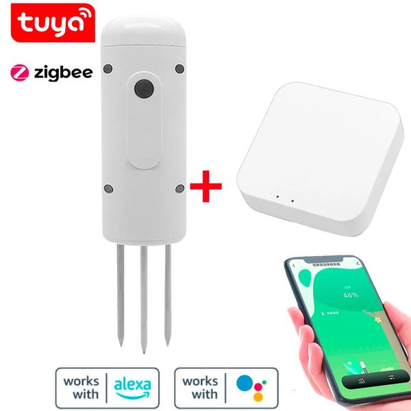 Feuchtigkeitsmessgeräte Tuya Zigbee Wireless Bodenfeuchtemessgerät Intelligenter Temperatur-Feuchtigkeitstester APP Echtzeitmonitor IP67 Wasserdichter Detektor 231020